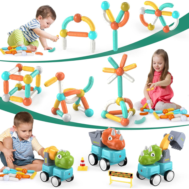 Juego De Varillas Magneticas Dinosaurios Juguete Didactico-3