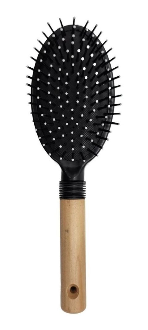 Cepillo Para Peinar El Pelo Ovalado Mango Madera-0