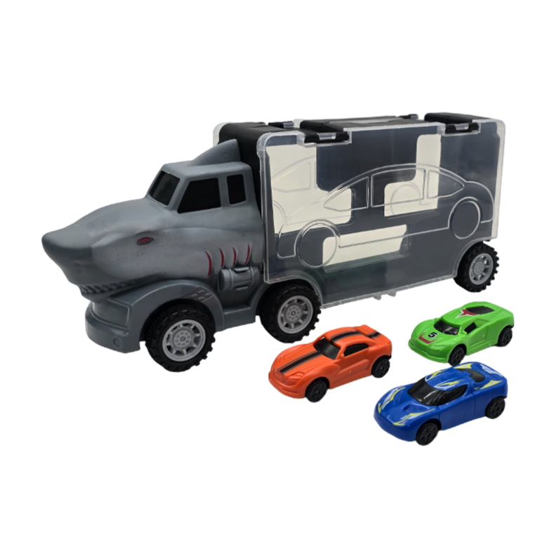 Camion De Carga Maletin Transportador Autitos Juego Tiburon-5
