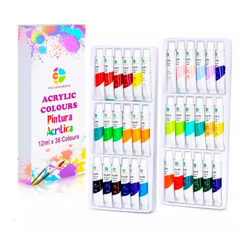 Set De Pinturas Acrílicas 36 Colores 12ml Arte Profesional-0