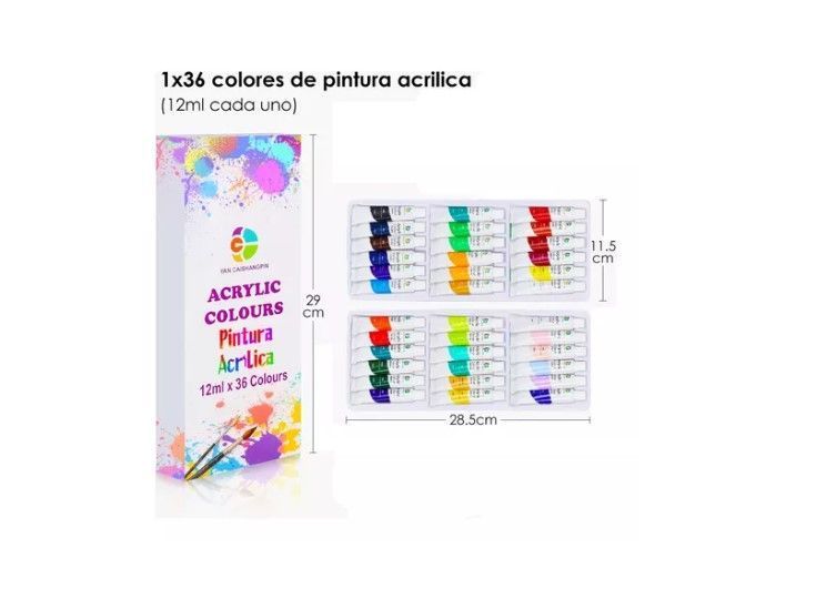 Set De Pinturas Acrílicas 36 Colores 12ml Arte Profesional-4
