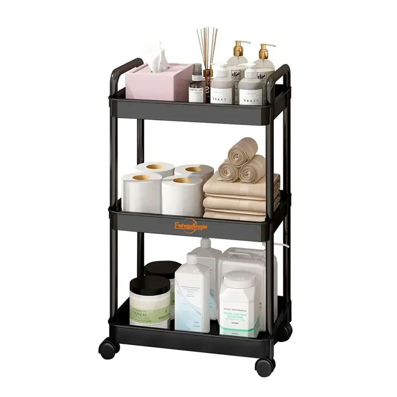 Carrito Organizador Con Ruedas Multiuso 3 Niveles Plastico Negro
