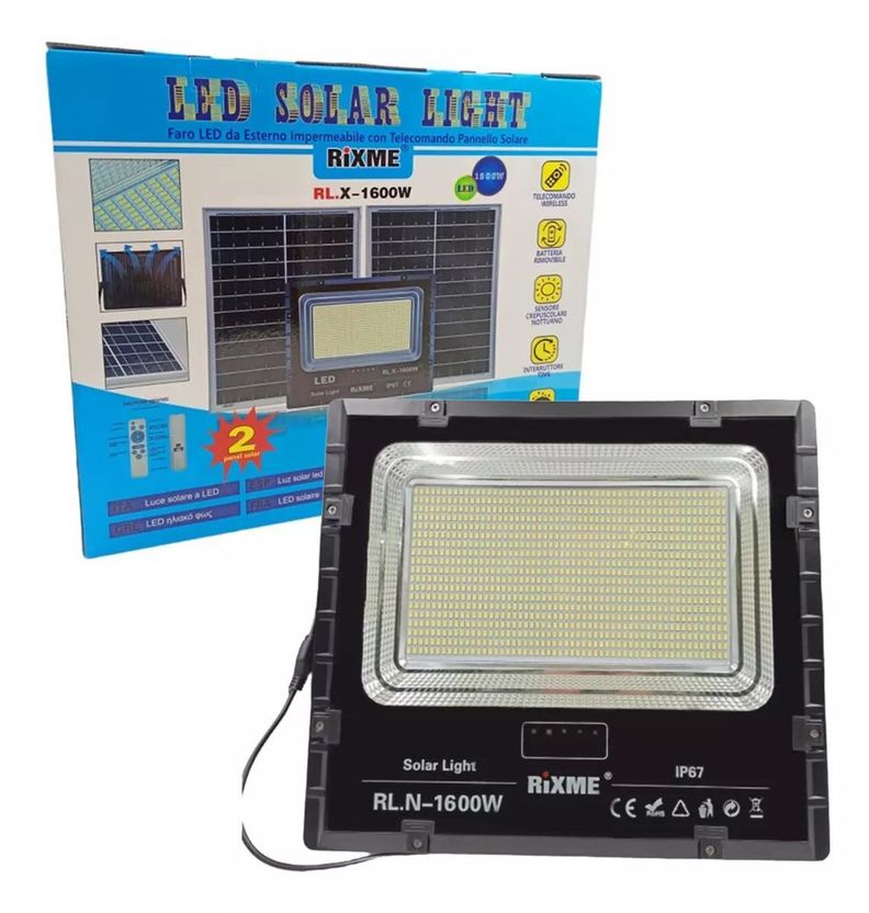 Foco Solar Led 1600 Watts Control Remoto Panel Solar Ip67-1