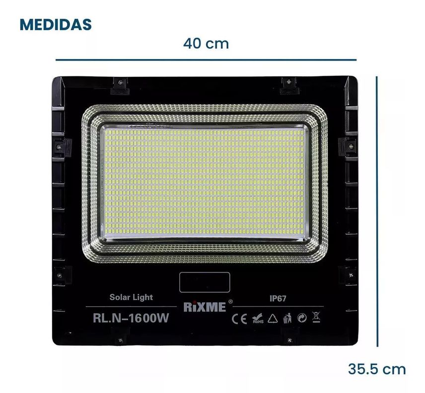Foco Solar Led 1600 Watts Control Remoto Panel Solar Ip67-5
