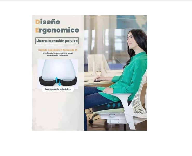 Cojín Asiento Memory Foam Y Gel Ortopédico Coxis Ergonomico-1