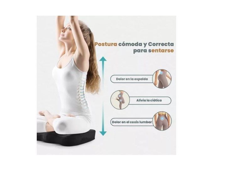 Cojín Asiento Memory Foam Y Gel Ortopédico Coxis Ergonomico-2
