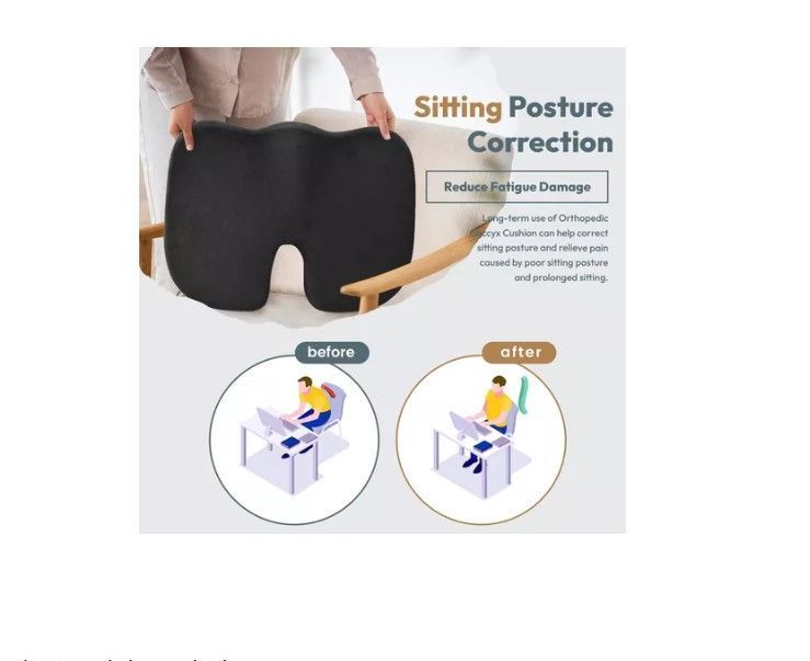 Cojín Asiento Memory Foam Y Gel Ortopédico Coxis Ergonomico-4