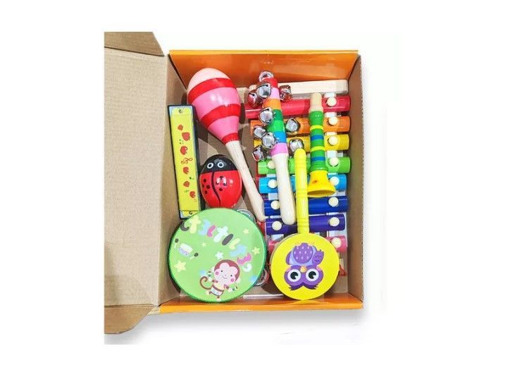 Set 8 Instrumento Musicales Montessori Madera Para Niños-1