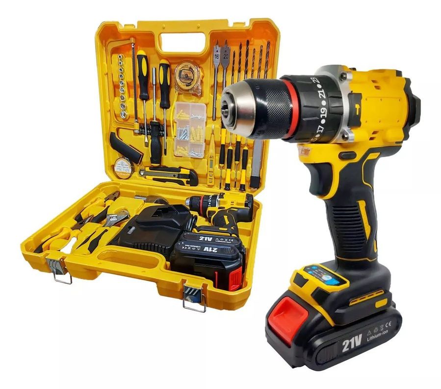 Taladro Inalámbrico Recargable + Set De Herramientas Maleta-0