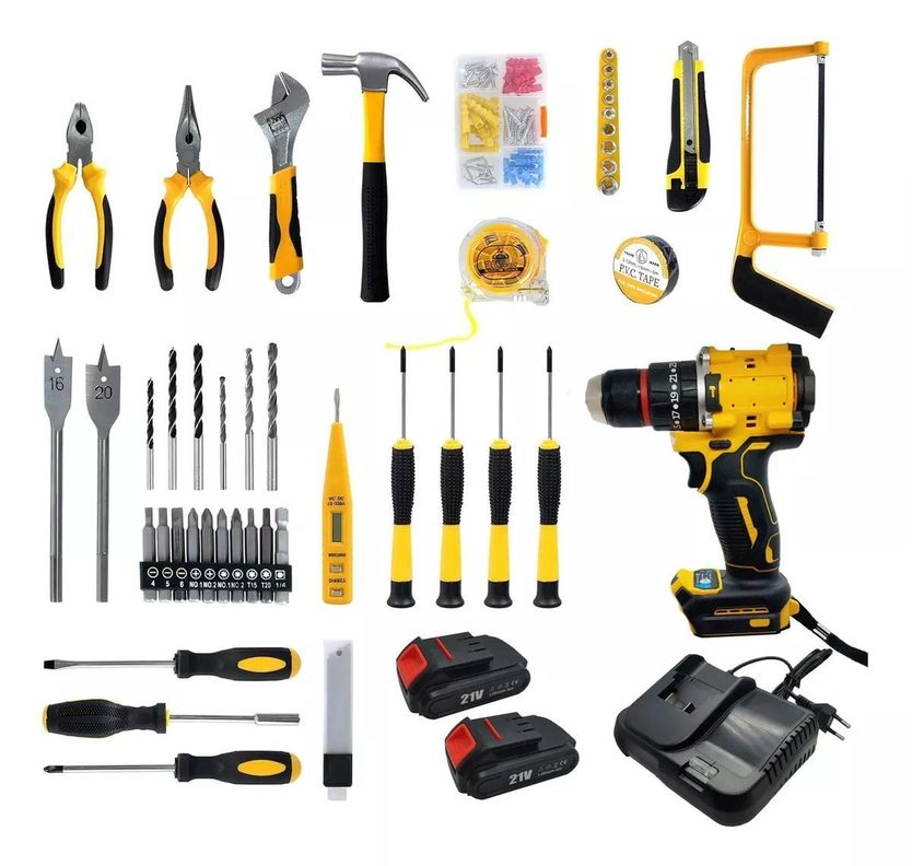 Taladro Inalámbrico Recargable + Set De Herramientas Maleta-1
