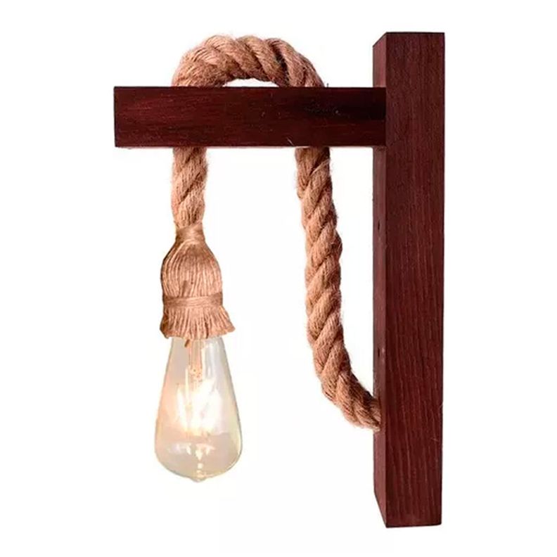 Lampara De Pared Madera Vintage Lámparas Rustica Retro Soga-0