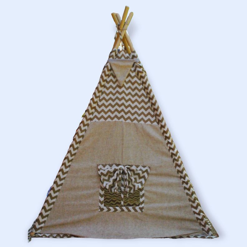 Carpa Tipi Infantil Algodón modelo ZigZag Beige-1