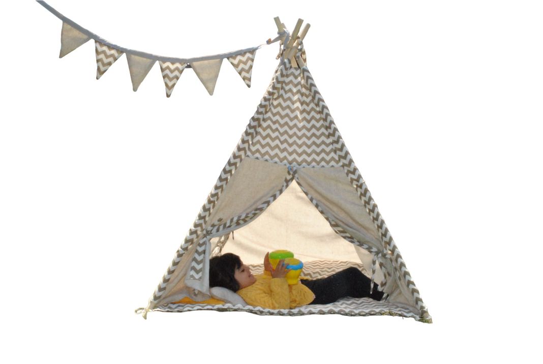Carpa Tipi Infantil Algodón modelo ZigZag Beige-2