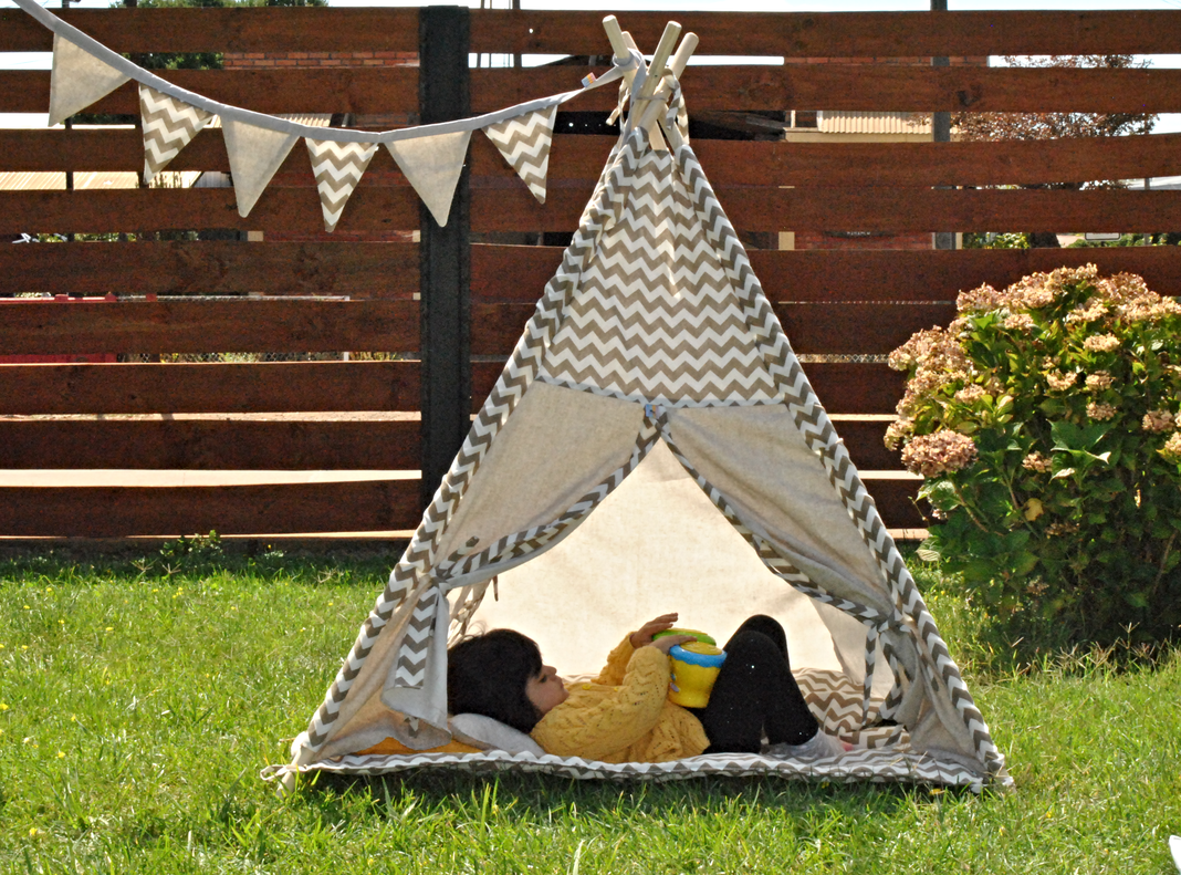 Carpa Tipi Infantil Algodón modelo ZigZag Beige-3