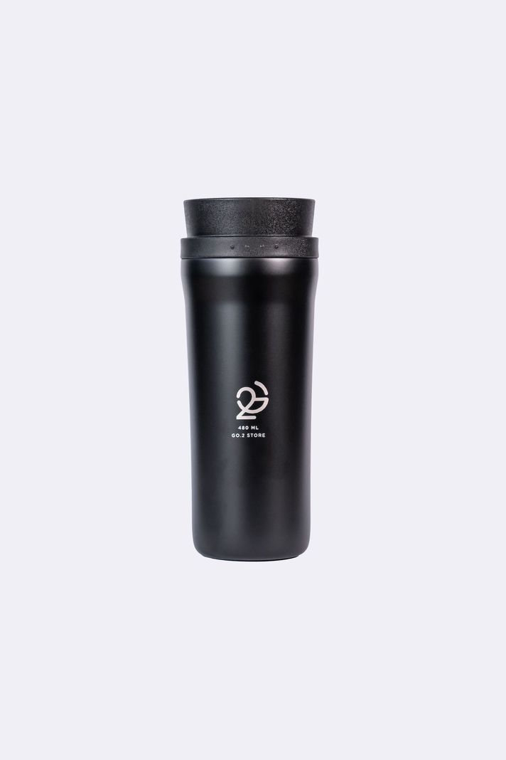 Mug de Cafe Termico con Tapa 480ml Reutilizable Negro 0