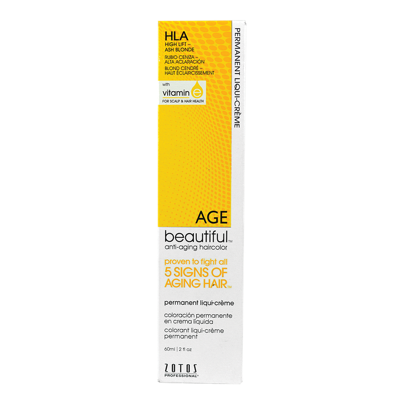 Tinte Permanente Anti-Edad En Crema Liquida De 60 ml Aclarado Rubio Ceniza HLA Age-0