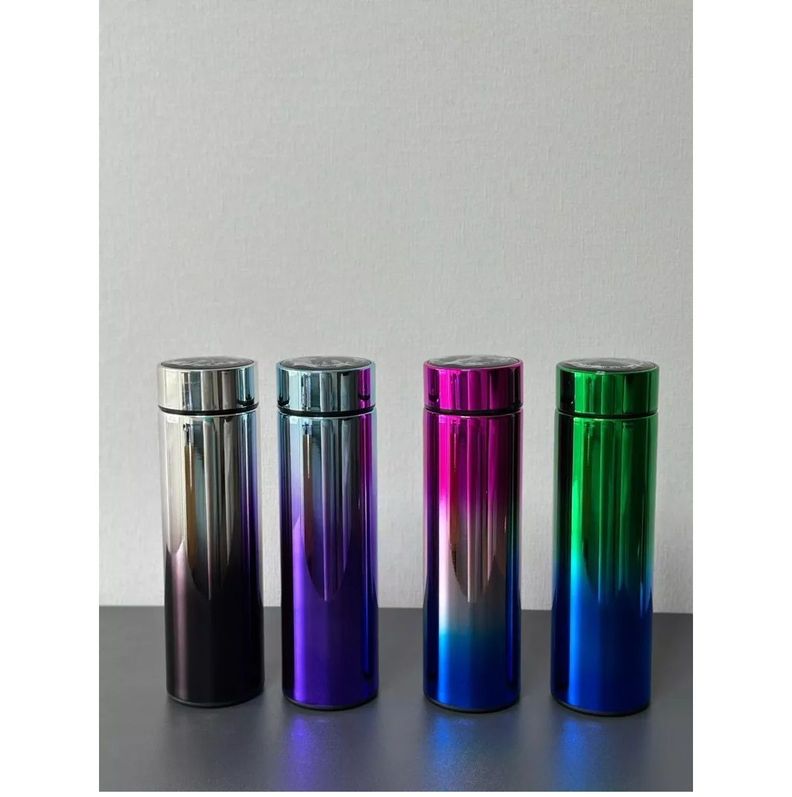 Vaso Termico Portatil Led 500 Ml  Plata/Celeste-1