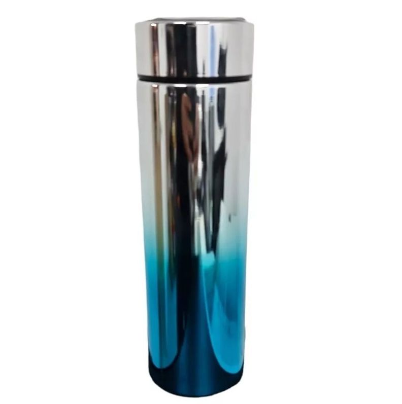 Vaso Termico Portatil Led 500 Ml  Plata/Celeste-0