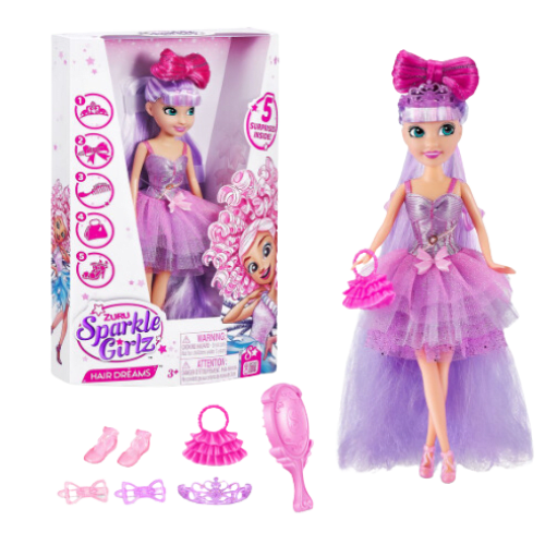 Muñeca Peinados Soñados 5 Surprises! Pelo Lila Sparkle Girlz -1