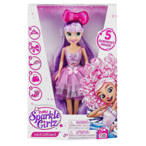 Muñeca Peinados Soñados 5 Surprises! Pelo Lila Sparkle Girlz -2