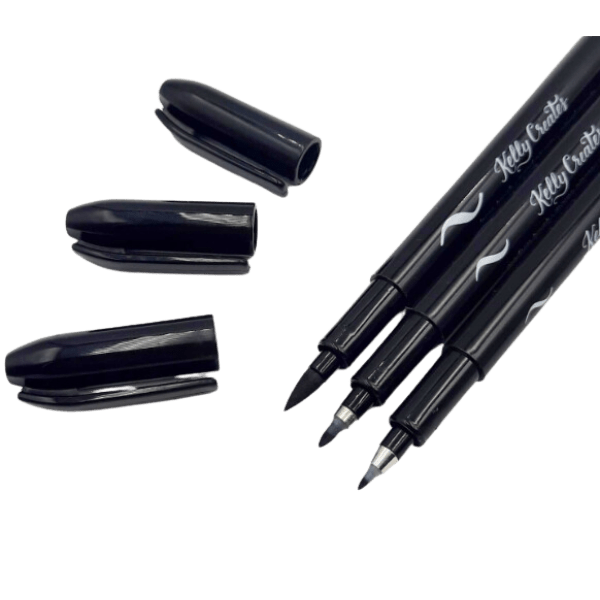 Kelly Creates Plumones Brush Negros C/Punta Pincel 3 Piezas Lettering-1