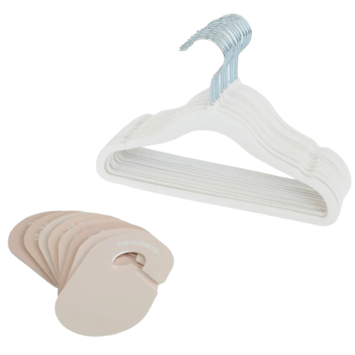 Set de Separadores +Colgadores Ropa Niños de Terciopelo Color Crema-0