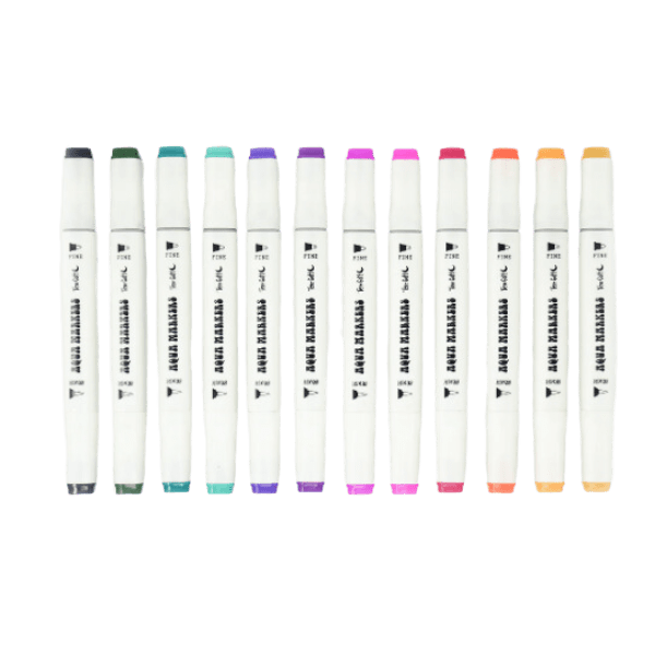 12 Marcadores Acuarelables Aqua Markers Doble Punta-1