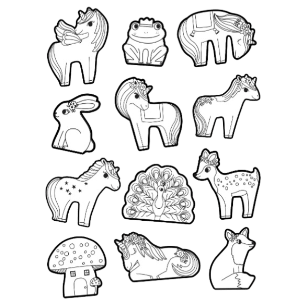 Stickers para Colorear Unicornios +5 Crayons + Scene-1