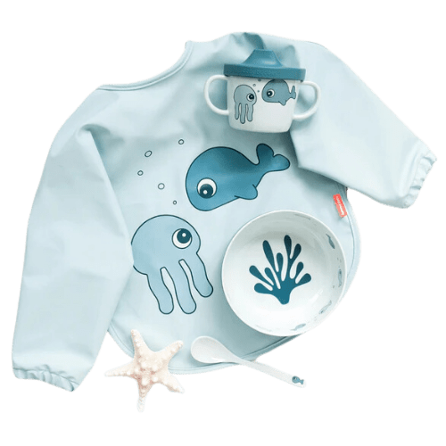 Babero Grande C/Mangas Sea Friends 6-18 Meses Azul-1