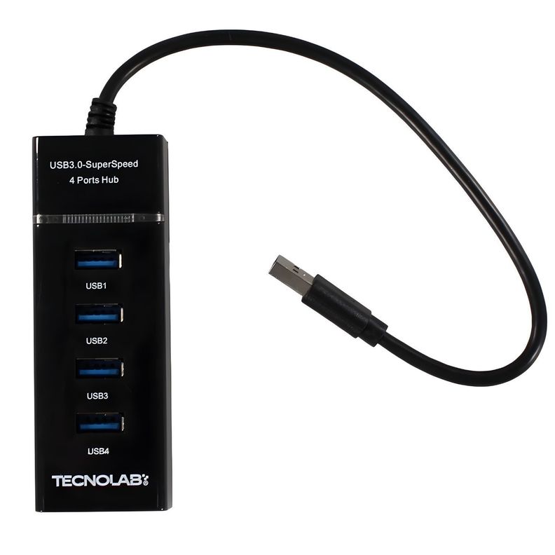 Hub USB SuperSpeed 4 Puertos 5Gbps con Protecci n y LED PS Negro