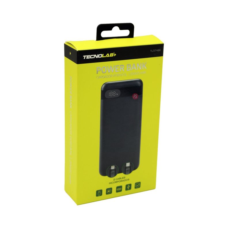 Power Bank 20000mAh 22.5W LED Display + Cables Negro - PS-1