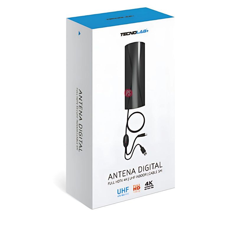 Antena TV Digital 25-30dB Amplificada Cable 5mts - PS-2