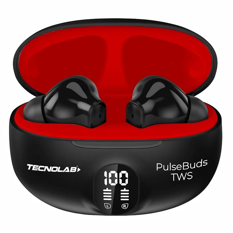 Audifonos TWS Bluetooth Touch USB C Visor LED Rojo - PS