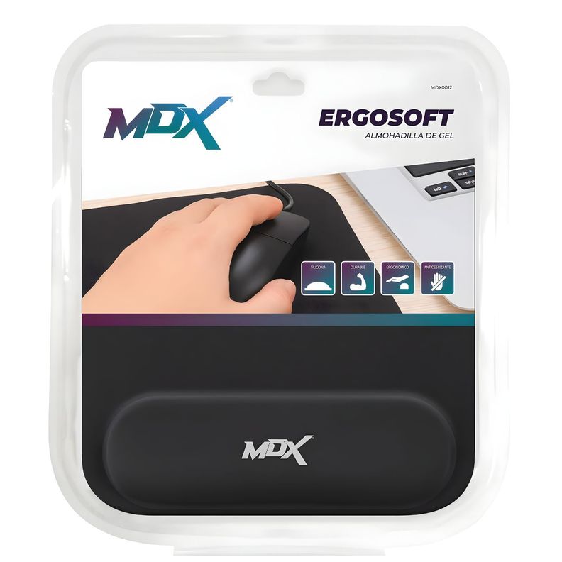 Mousepad Ergonomico Gel Antideslizante con Apoyo PS Negro