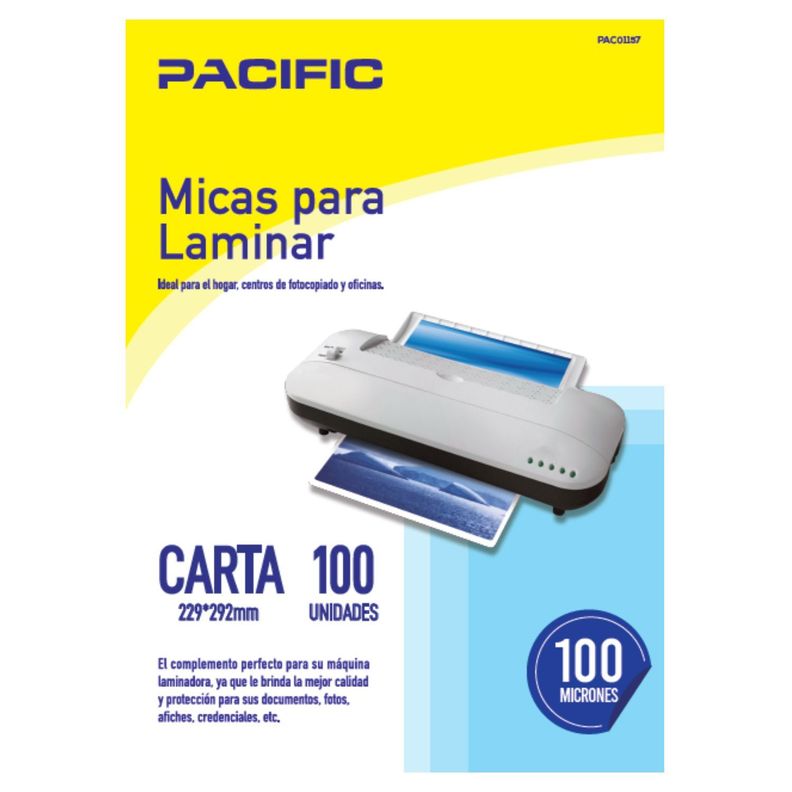 100 Laminas Micas Termolaminadora Carta 100 Micrones - Ps-0