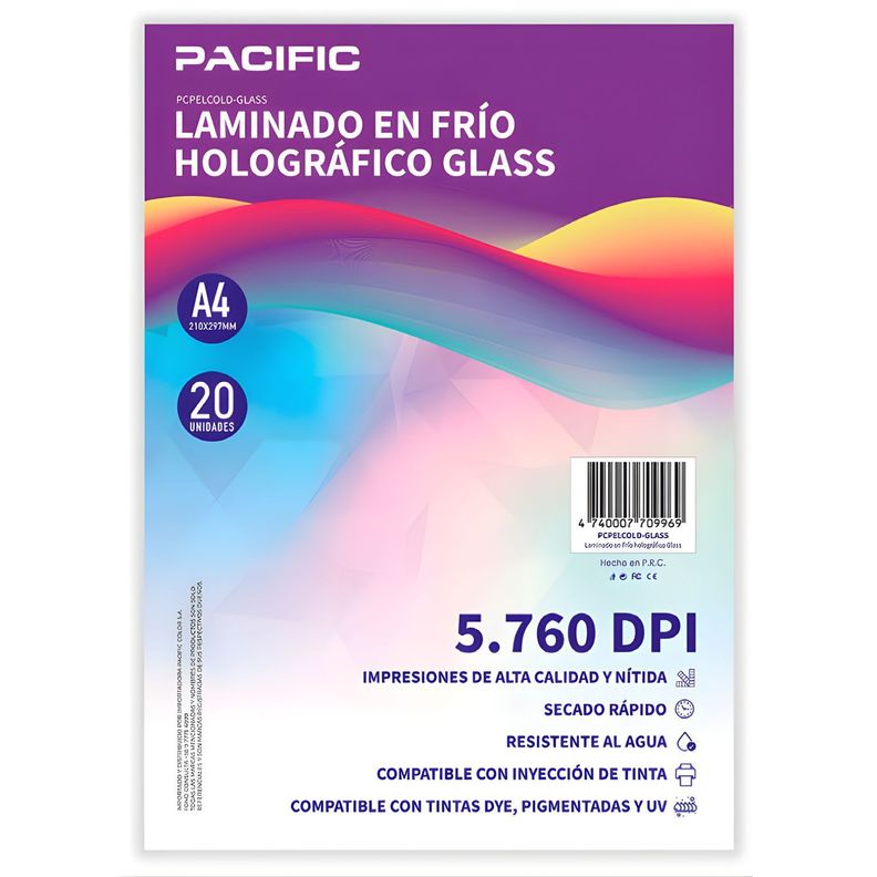 Laminado Frio Holografico 20 Unidades Glass A4 PS