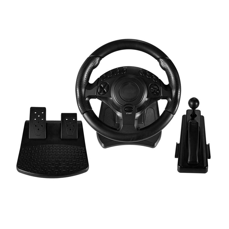 Volante Gamer Con Pedales Y Cambios Multiplataforma - PS Negro
