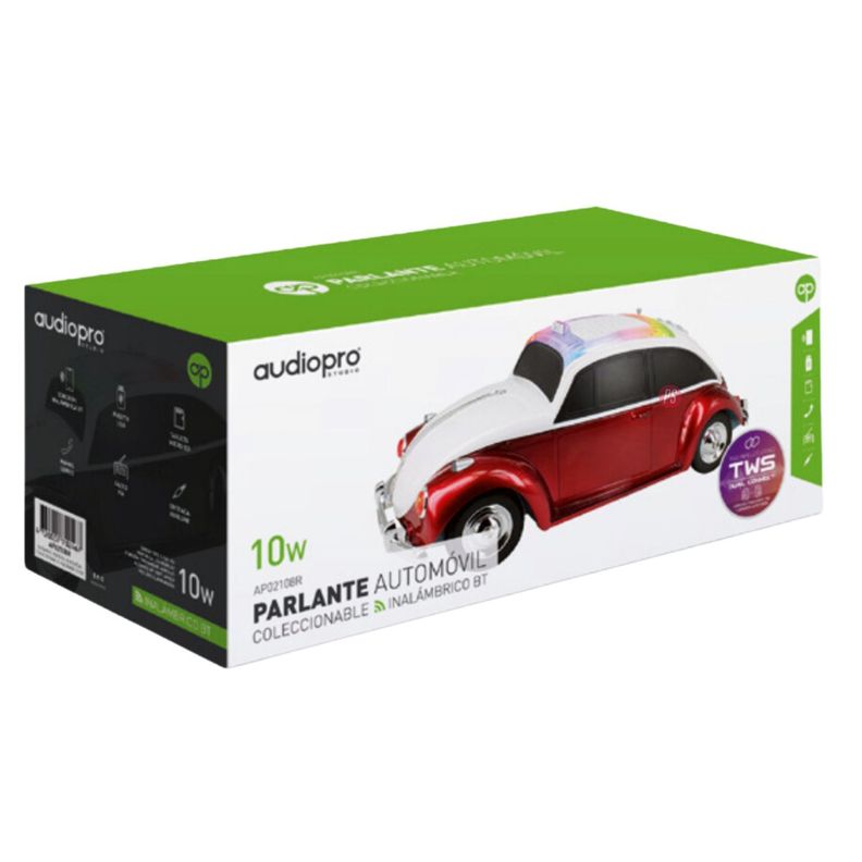 Parlante Bluetooth Diseño Escarabajo Color Rojo - PS-1