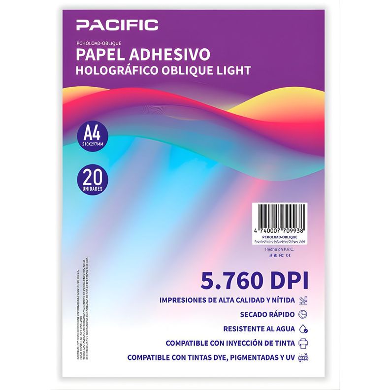 Papel Adhesivo Holografico 20 Hojas Oblique Light A4 PS