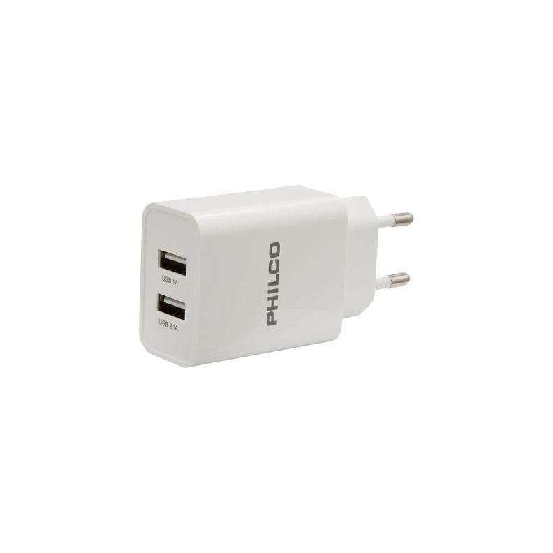 Cargador Doble Usb Carga Rápida + Cable Tipo C Blanco - PuntoStore-0