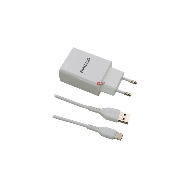 Cargador Doble Usb Carga Rápida + Cable Tipo C Blanco - PuntoStore-1