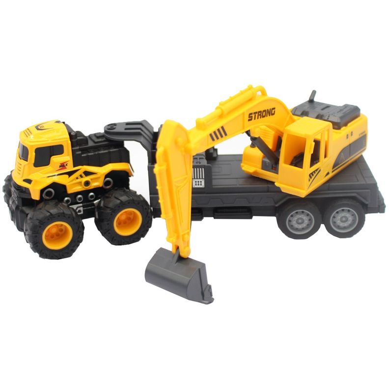 Camión De Juguete Remolque a Fricción con Excavadora - PS-0