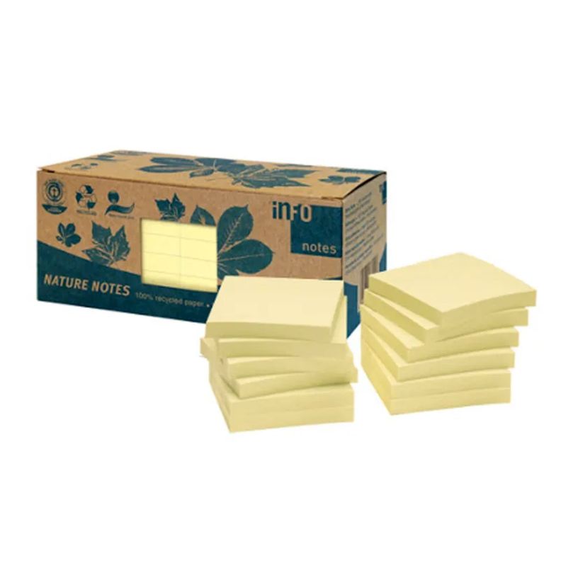 Pack 12 Notas Adhesivas 75x75mm Eco Info - PS-0