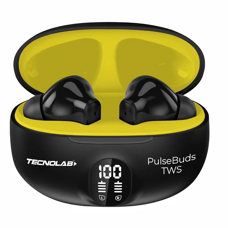 Audifonos TWS Bluetooth Touch USB C Visor LED Amarillo - PS