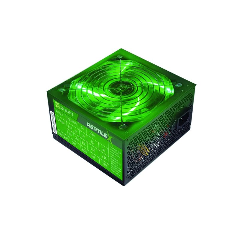 Fuente De Poder 500W Gamer Iluminacion Verde - PS Negro