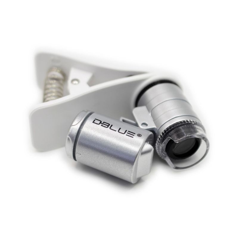 Microscopio 60x Celular Con Luz Uv Y Clip - PuntoStore Gris