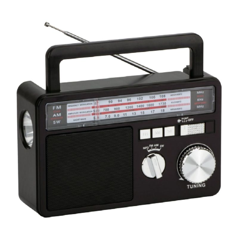Radio AM/FM/SW Con Panel Solar, USB Y Linterna LED - PS-0