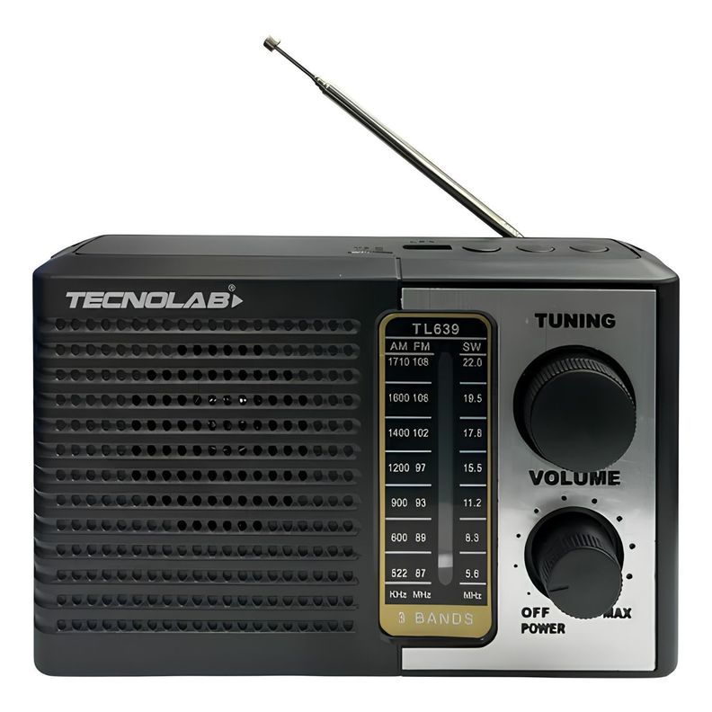 Radio Portatil AM FM SW USB TF Recargable PS Negro
