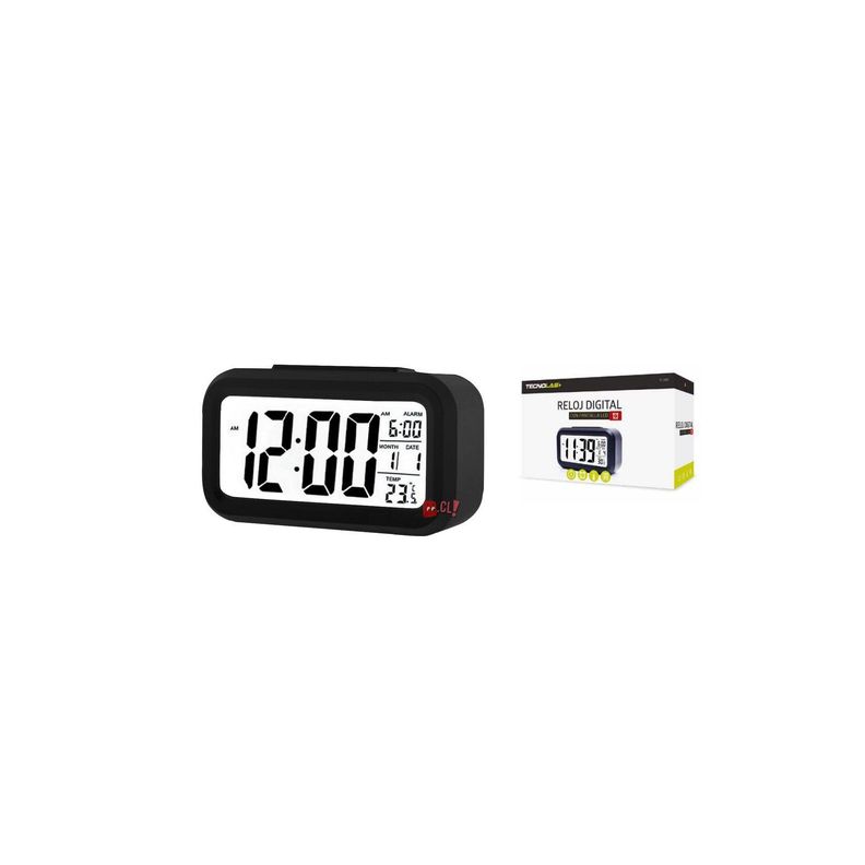 Reloj Despertador Pantalla Lcd Fecha Y Calendario Negro - Ps-1