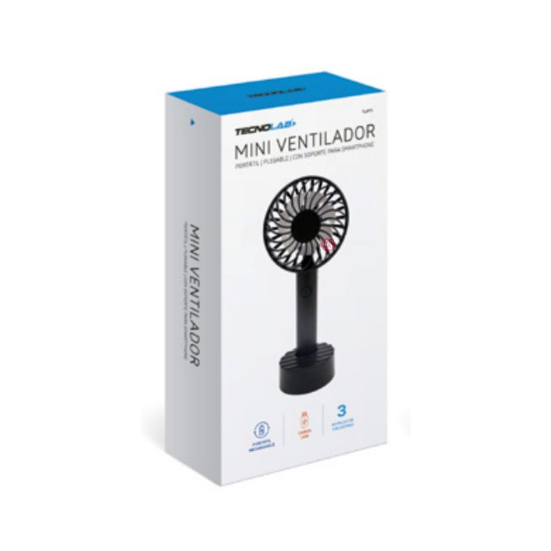 Mini Ventilador De Mano Recargable 500mAh Negro - PS-1